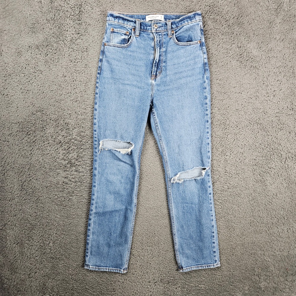 Abercrombie & Fitch The Ankle Straight Ultra High Rise Distressed Jeans‎ 26/2R